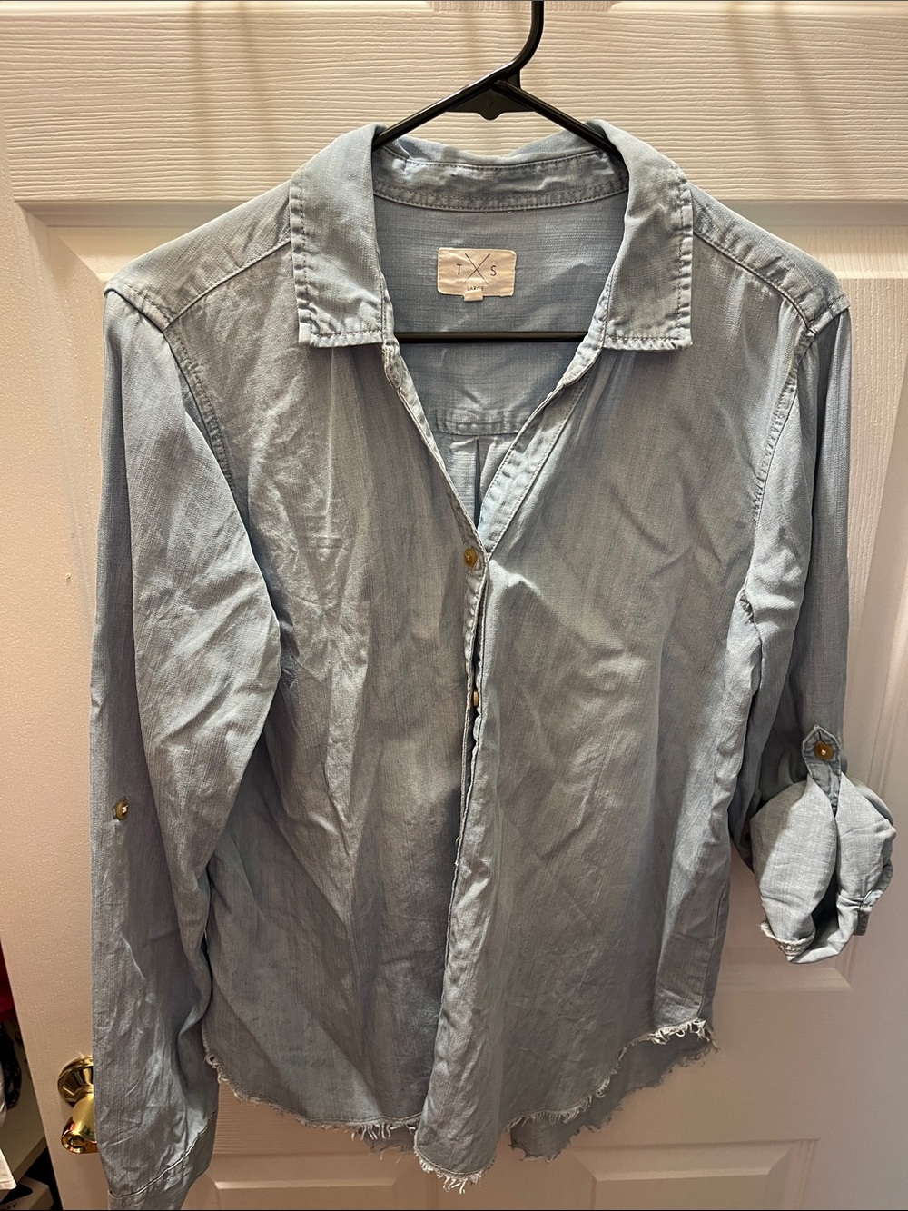 Light blue denim button down shirt by T/S - Size L